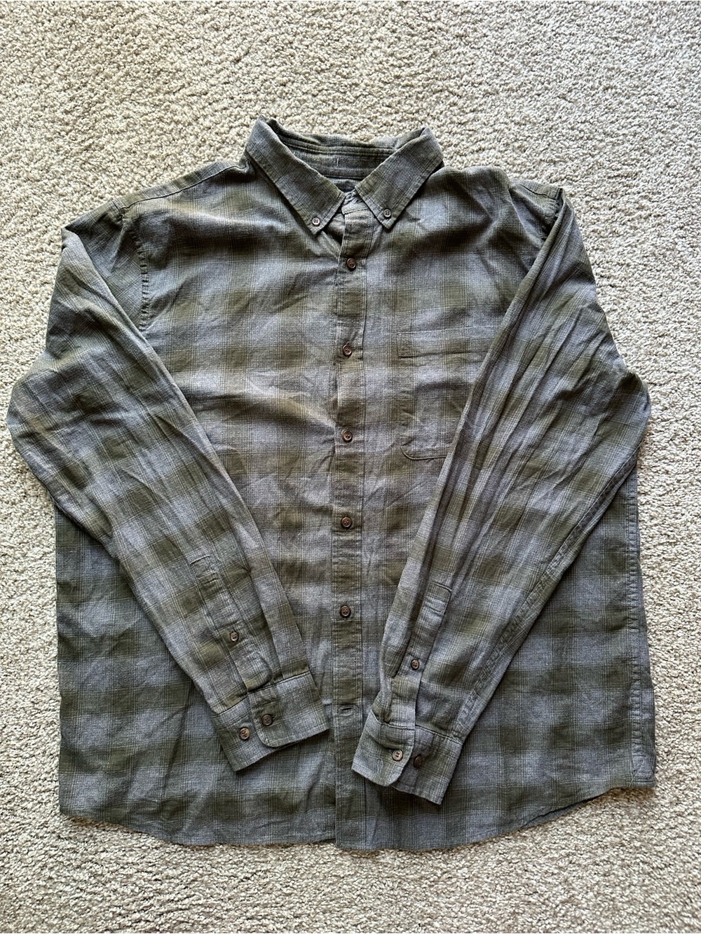 Banana Republic Olive Green Plaid Button-Down Shirt